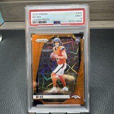 2024 Panini Prizm Football Bo Nix Orange Lazer Prizm RC #309 PSA 9