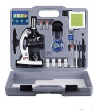 AmScope 52pc 120X-1200X Kids Starter Compound Microscope Portable Science Kit