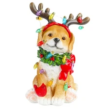 Mumtop Christmas Dog Decorations with LED Lights, Dog Collectible Figurines w...
