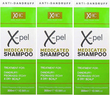 Xpel Medicated Shampoo Treatment for Dandruff Psoriasis Dry Itchy Scalp (3 X 300