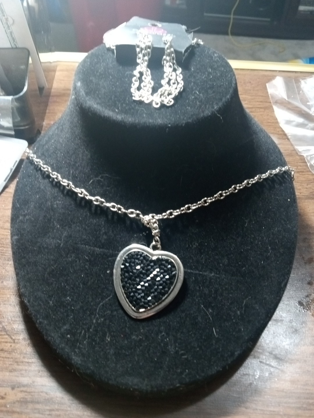 New Long Black Heart Paparazzi Necklace