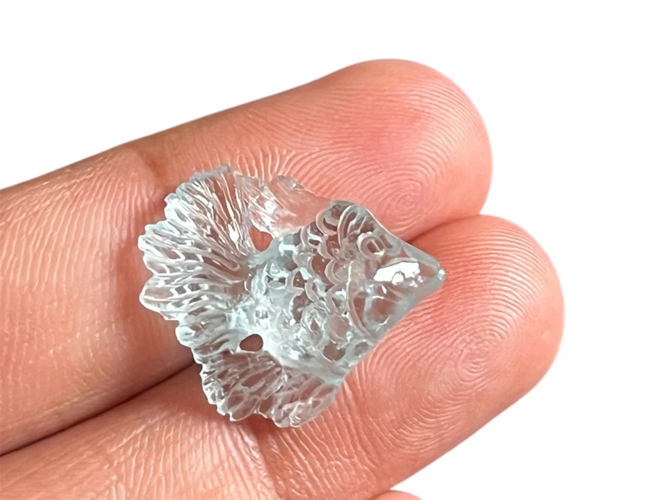 HandCarved Aquamarine Fish | Natural Gemstone Carving for Pendant Jewelry Making - Image 4 of 4