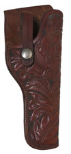 Holster Western Pistol Belt Holster, Tooled Leather, 9" T x 3 " W Stamped 22