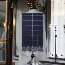 Charles Tyrwhitt men Pure Cashmere Check Scarf - Navy Soft  180cmx25cm New