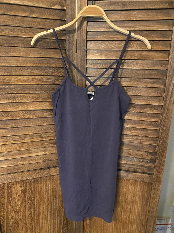 C'est Moi Bamboo Cross Front Cami Slip Dress Charcoal OS Fits Most - Image 2 of 4
