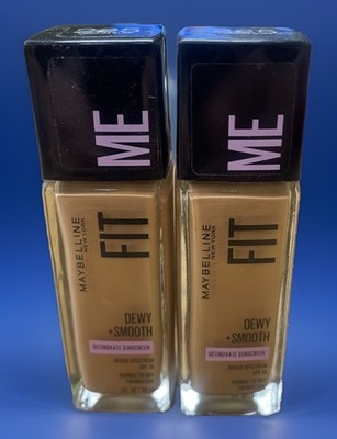 Maybelline Fit Me! Dewy+Smooth Foundation #225 Medium Buff Lot Of 2 Bottles