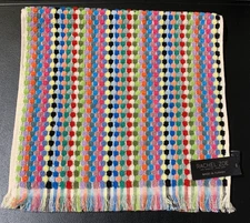 1 PC RACHEL ZOE Cotton Multicolor Checked Textured Hand Towels Fringe 16X30 in