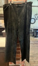 Vintage Terry Lewis Pants Womens Black Suede Genuine Leather Lined Size 24W NWT