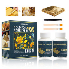 Gold Leaf Sheets for Art Gilding Adhesive Set 50ml Water Based Metal Leaf Glue a