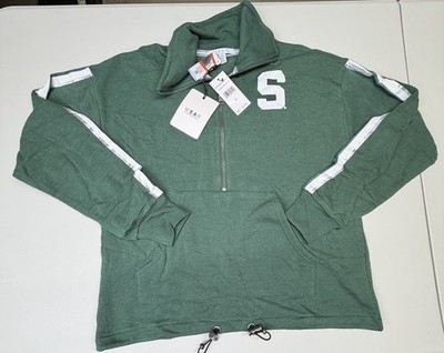 NCAA Michigan State (MSU) WEAR by Erin Andrews Women Green Cinch Waist 1/2 Zip M