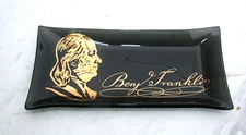 Vintage BEN FRANKLIN Profile RECTANGLE Collectible Advertising Ashtray Ash Tray