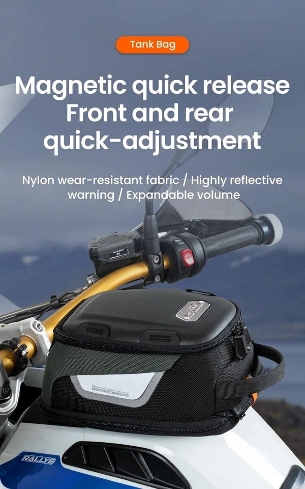 Bolsa tanque moto BTB10 - Diseño compacto expandible con cubierta de lluvia Foto 2 de 4