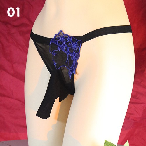 40-65KG Sexy Men Embroidery Seamless Lace Thong T Back Elastic Underwear Panties - Picture 19 of 24