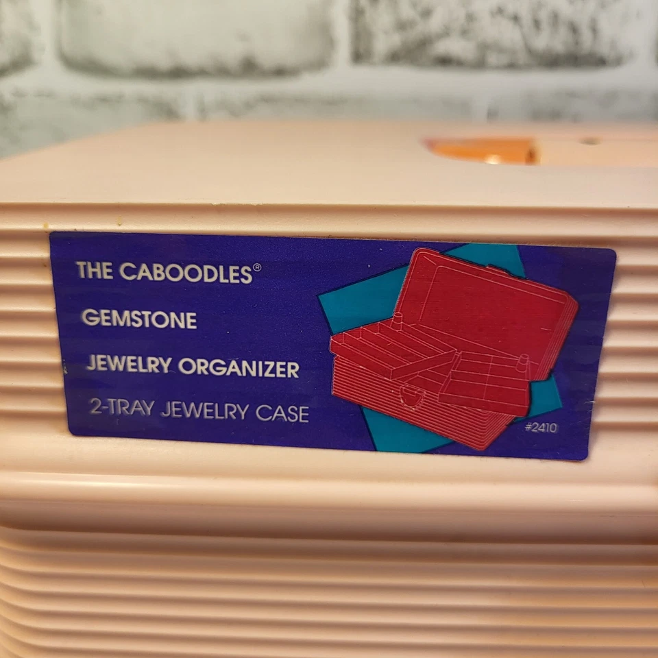 90s Caboodles Gemstone Jewelry Organizer Carrying Case #2410 Peach/Pink - Image 2 of 4