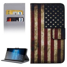 Schutz Case GHandy Tasche Hülle Wallet für Microsoft Lumia 950 Retro Fahne USA