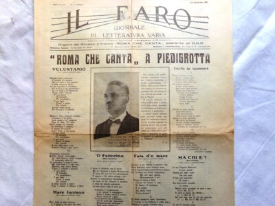 Il Faro del 14 Septembre 1935 Roma che sings a Piedigrotta Augusto Canini Naples