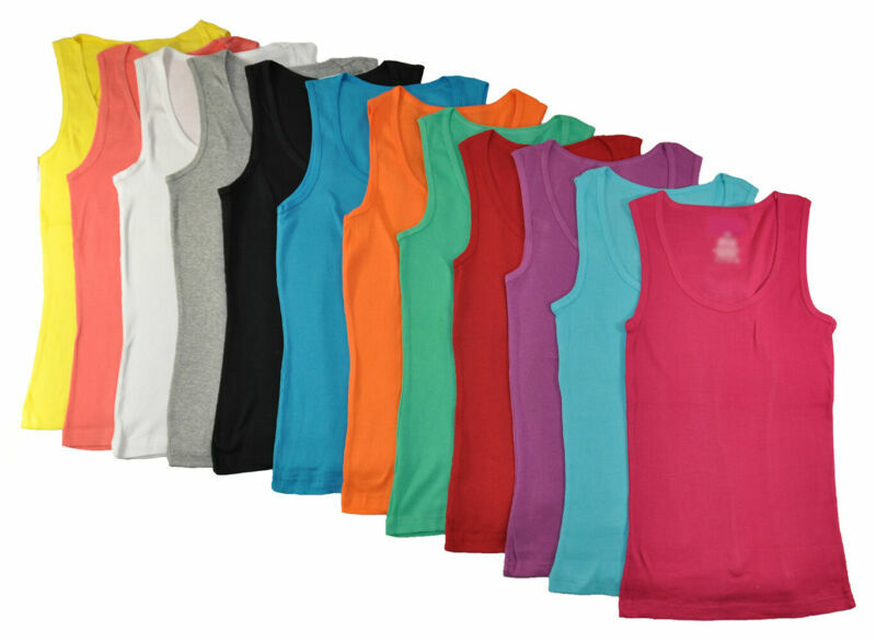 Pajama R Us Women's 12 Pack Ribbed Tank Tops Size S M L XL XXL