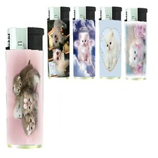 Juego de 5 encendedores electrónicos recargables para gatitos rosa butano niña corazón ángel