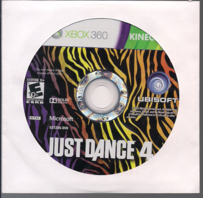 Just Dance 4 (Microsoft Xbox 360, 2012)  Media Only Kinect Sensor Required