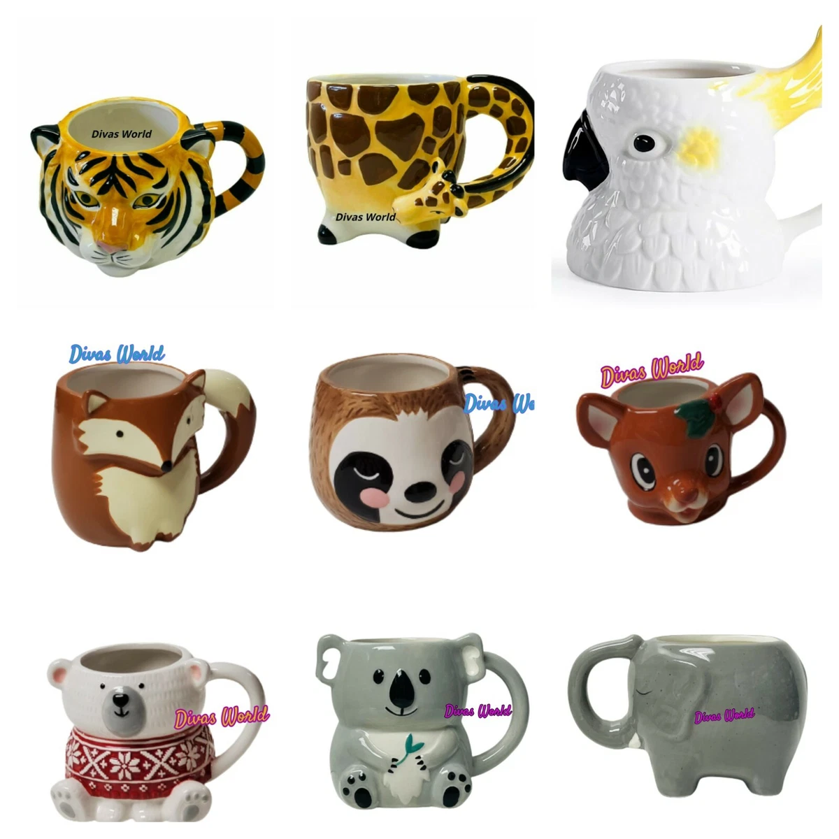 Animal Designs Mug 3D Character Shaped Tea Coffee Novelty Mugs Christmas  Gift