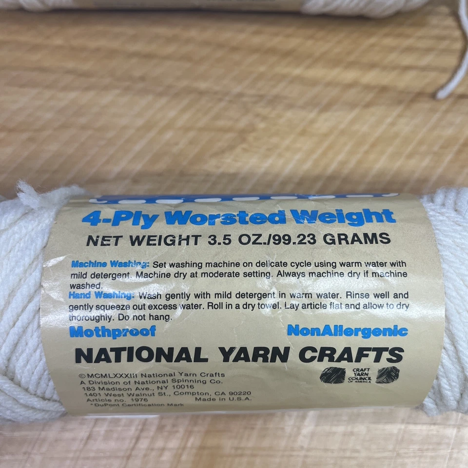 Vtg Natura Sayelle Yarn 3 Skeins Fisherman Beige 336 Acrylic 3.5 oz Each - Image 4 of 4