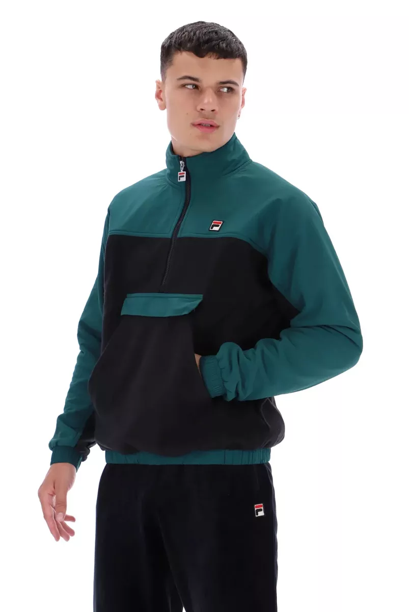 Fila B2101 Mens Green Black Erick Half Zip Cargo Hoodie Size M eBay