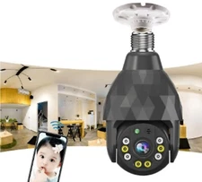 360° NIGHT VISION WiFi SECURITY CAMERA CELL PHONE IR IP LIGHT BULB E27  1080P SD