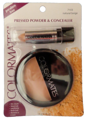 Colormates Pressed Powder & Concealer  paraben free #7103 Natural Beige  NEW