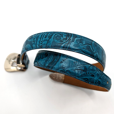 NWOT Justin Embossed Leather Belt with Silver Turquoise Buckle JUSTIN Women main image 3