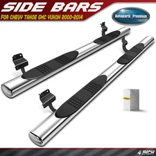 New 4" Chrome S/S 304 Oval Straight Nerf Bar for Chevy Tahoe GMC Yukon 2000-2014