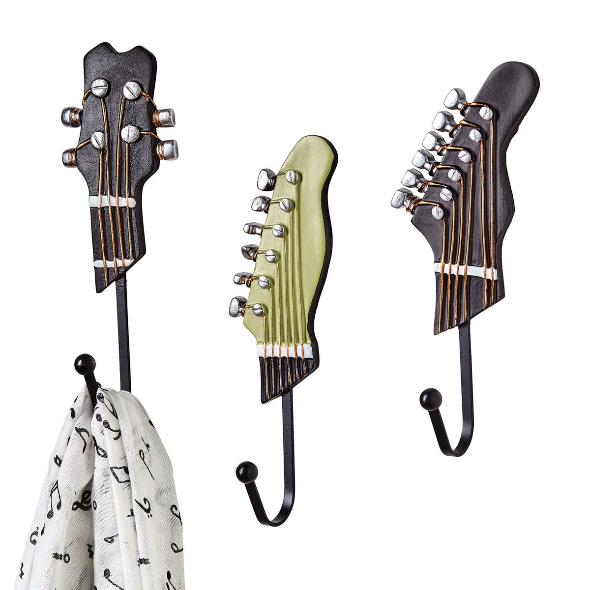 Guitar Wall Hooks Set of 3 Guitar Head Coat Hanger Hooks Cool Home Decor
