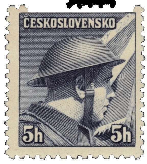 Militar, guerra Checa con bisagras de menta y Sellos de Checoslovaquia