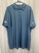 Nike Golf Polo Shirt Mens XL Tour Performance Dri Fit Buttons Short Sleeve Blue