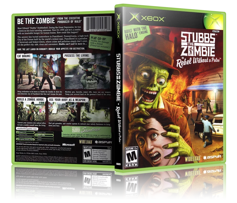 Stubbs The Zombie In Rebel Without A Pulse Xbox Custom Cover and
