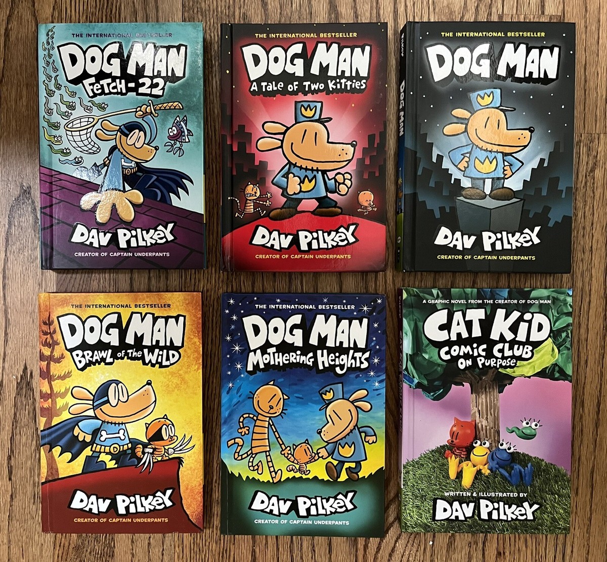 Lot of 6 Dog Man and Cat Kid Books by Dav Pilkey Hardcover
