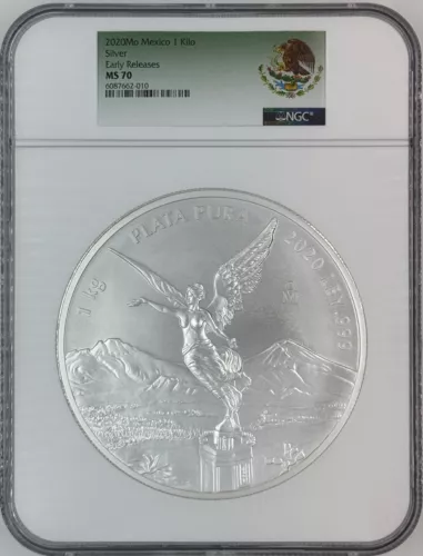 2020 Mexico Silver Kilo Libertad NGC MS-70 Early Releases