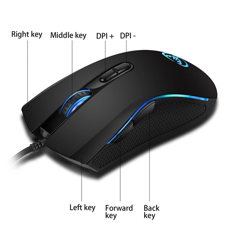Profession Gaming Mouse USB Wired Gaming Mouse 7Buttons RGB Light Optical Mouse - Image 2 of 4