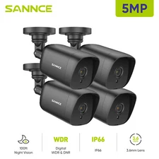 SANNCE 4pcs HD 5MP Bullet Home Security Camera Outdoor Night Vision IP66 CCTV