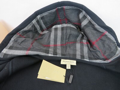 NWT BURBERRY CLAREDON BLACK COTTON CHECK LOGO ZIP HOODIE JACKET
