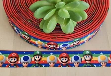 7/8" (1 YD) Super Mario Grosgrain Ribbon Bowser Yoshi Character Gamer