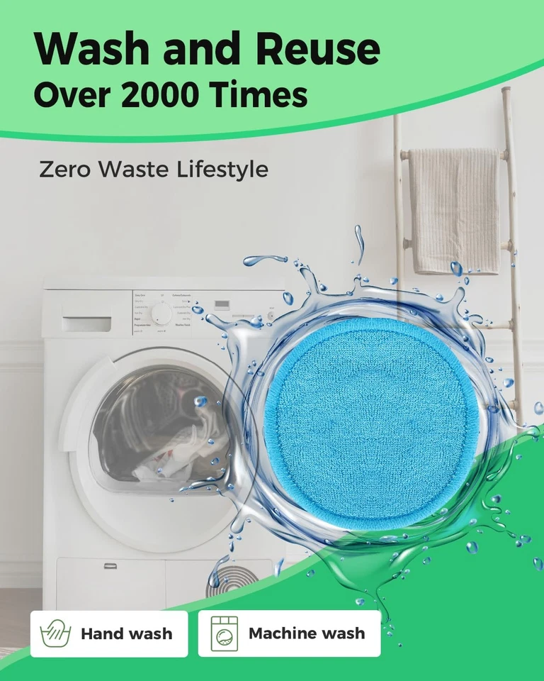 Reusable Makeup Remover Pads 18 Pack Organic Bamboo Cotton Rounds + Laundry Bag - Image 4 of 4