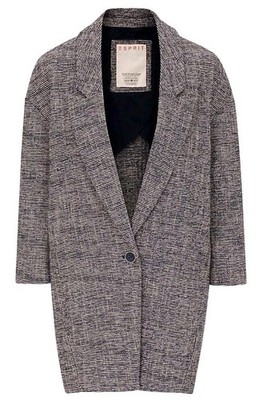 Esprit Blazer Sakko Oversize Indoor Mantel Jacke Dunkelblau Marine Meliert 40/L