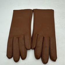 Vintage Brown Faux Leather Fleece Lined Gloves Women Size 6-7 Korea Mod Retro