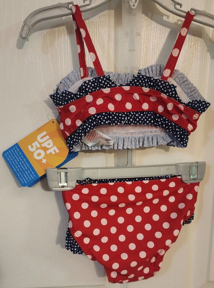 NUEVO CON ETIQUETAS Disney Store Minnie Mouse Traje de Baño Rojo Niñas Tankini Bikini Conjunto Talla 4 Foto 2 de 4