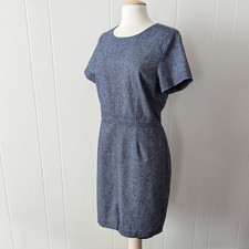 Heather Slate Blue Wool Blend Short Sleeve Sheath Dress by Banana Republic