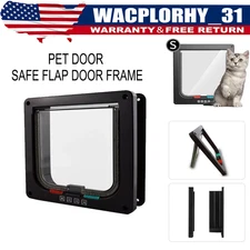 Pet Door Cat Puppy Dog Lockable Safe Flap Door Frame Free Entry Exit ABS Black