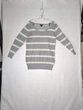 Metaphor Women's Striped Sweater in White/Gray w/ shimmer. sz XL.