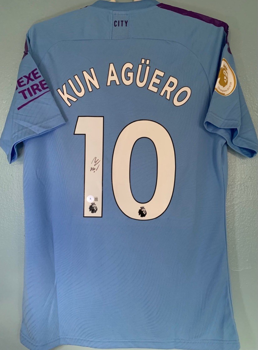 Maillot Domicile Manchester City Signé Sergio Agüero #10 – Avec Certificat Beckett (BAS)