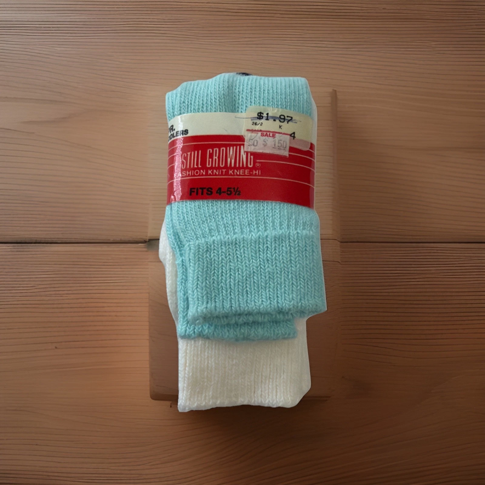 VTG 2 Pair !Toddler Socks Still Growing Knee HI K Mart Acrylic Shoe Size 0-5.5.