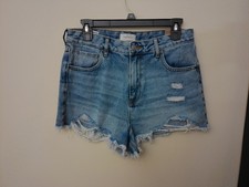 Pacsun Womens High Waisted Denim Shorts Size 29 Light Wash Distressed Frayed